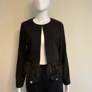 White House Black Market Feather Bolero Jacket~Size XS~Black~NWOT!